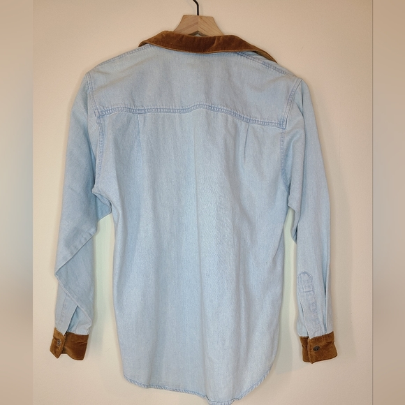 Panhandle Slim Western denim suede collar Button Up - Picture 2 of 9